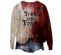 Halloween Sweatshirt For Women I'm Okay It's Not My Blood Bloody Pumpkin Face Cute Crewneck Sweatshirts Costumes Pullover Adult Ladies 2025 Outfits (White, XL) Halloween Cat Accessories Women
