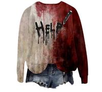 Halloween Sweatshirt For Women I'm Okay It's Not My Blood Bloody Pumpkin Face Cute Crewneck Sweatshirts Costumes Pullover Adult Ladies 2025 Outfits (Black, M) Halloween Light Up Pumpkin