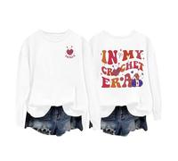 Halloween Sweatshirt For Women In My Crechet Era Sophia Hearts Printed Crewneck Sweatshirts Adult Outfits Costumes Ladies Pullover 2025 (White, M) Halloween Costume Girls
