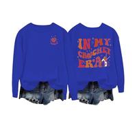 Halloween Sweatshirt For Women In My Crechet Era Sophia Hearts Printed Crewneck Sweatshirts Adult Outfits Costumes Ladies Pullover 2025 (Blue, XL) Halloween Socks Women