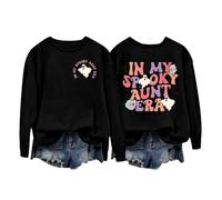 Halloween Sweatshirt For Women In My Spooky Aunt Era Ghost Bat Cobweb Printed Sweatshirts Adult Costumes 2025 Outfits Pullover Ladies (Black, S) Girls Halloween Costume