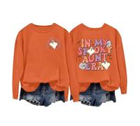 Halloween Sweatshirt For Women In My Spooky Aunt Era Ghost Bat Cobweb Printed Sweatshirts Adult Costumes 2025 Outfits Pullover Ladies (Orange, L) Ladies Halloween Costume