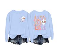 Halloween Sweatshirt For Women In My Spooky Hair Stylist Era Ghost Bat Pumpkin Face Printed Sweatshirts Adult Costumes 2025 Outfits Ladies Pullover (Light Blue, M) Sexy Witch Halloween Outfits Women