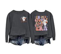 Halloween Sweatshirt For Women In My Spooky Hair Stylist Era Ghost Bat Pumpkin Face Printed Sweatshirts Adult Costumes 2025 Outfits Ladies Pullover (Dark Gray, XL) Halloween Costumes For Women Uk