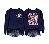 Halloween Sweatshirt For Women In My Spooky Hair Stylist Era Ghost Bat Pumpkin Face Printed Sweatshirts Adult Costumes 2025 Outfits Ladies Pullover (Navy, L) Halloween Blanket Throw