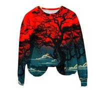Halloween Sweatshirt For Women Mummy Bat Moon est 3d Printed Graphic Crewneck Tops Sweatshirts Costumes Outfits 2025 Pullover Ladies Adult (Black, M) Halloween Costume Adult