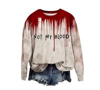 Halloween Sweatshirt For Women Not My Blood Bloody Pumpkin Face Cute Crewneck Skeleton Sweatshirts Costumes Pullover Ladies Adult 2025 Outfits (Hot Pink, L) Pumpkin Jumper Women
