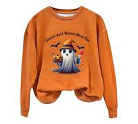 Halloween Sweatshirt For Women Pumpkin Face Ghouls Just Wanna Have Fun Ghost Printed Crewneck Sweatshirts Adult Ladies Pullover Outfits Costumes 2025 (Orange, L) Gothic Halloween Costumes For Women
