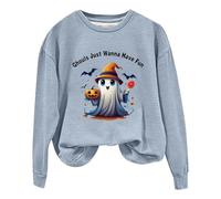 Halloween Sweatshirt For Women Pumpkin Face Ghouls Just Wanna Have Fun Ghost Printed Crewneck Sweatshirts Adult Ladies Pullover Outfits Costumes 2025 (Sky Blue, S) Halloween Blanket Throw