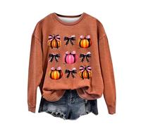 Halloween Sweatshirt For Women Pumpkin Face Printed Crewneck Long Sleeve Casual Fall Sweatshirts Adult Costumes Outfits Pullover 2025 Ladies (Orange, XL) Ladies Halloween Dress