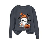 Halloween Sweatshirt For Women Pumpkins Face Coffee Ghost Bats Printed Crewneck Casual Sweatshirts Adult Pullover Outfits Costumes 2025 Ladies (Dark Gray, L) Halloween Fleece Blanket