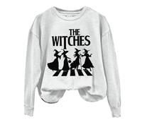 Halloween Sweatshirt For Women The Witches Witch Hat Printed Crewneck Tops Sweatshirts Costumes Outfits 2025 Ladies Pullover Adult (White, S) Halloween Costumes Adult