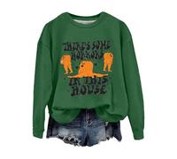 Halloween Sweatshirt For Women There's Some Horrors In This House Pumpkin Face Printed Sweatshirts Adult Costumes 2025 Pullover Outfits Ladies (Green, XL) Pumpkin Headband Adult