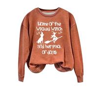 Halloween Sweatshirt For Women They Didn't Burn Witghes They Burned Witch Printed Crewneck Sweatshirts Costumes Outfits Pullover Adult Ladies 2025 (Watermelon Red, L) Sexy Halloween Costumes