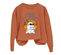 Halloween Sweatshirt For Women This Is Some Boo Sheet Ghost Moon Bat Printed Crewneck Fall Sweatshirts Costumes 2025 Pullover Ladies Outfits Adult (Orange, M) Halloween Costumes For Girls 8-10