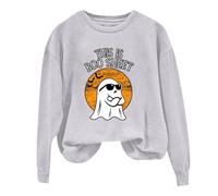 Halloween Sweatshirt For Women This Is Some Boo Sheet Ghost Moon Bat Printed Crewneck Fall Sweatshirts Costumes 2025 Pullover Ladies Outfits Adult (Grey, XL) Girls Halloween Costume 7-8