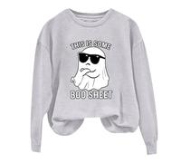 Halloween Sweatshirt For Women This Is Some Boo Sheet Ghost Printed Crewneck Fall Sweatshirts Costumes 2025 Ladies Adult Outfits Pullover (Grey, L) Pumpkin Costume Adult