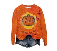 Halloween Sweatshirt For Women Tie Dye Pumpkin Face Printed Long Sleeve Crewneck Fall Sweatshirts Costumes 2025 Ladies Outfits Adult Pullover (Yellow, L) Halloween Blanket Throw