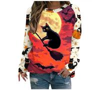 Halloween Sweatshirt for Women UK Cute Funny Ghost Pumpkin Witch Graphic Jumpers Ladies Fleece Lined Crew Neck Long Sleeve Sweatshirts Loose Fit Casual Jumper 2026 Festive Novelty Pullover Tops