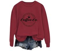 Halloween Sweatshirt For Women Witches Brew Coffee Co Since 1962 Printed Crewneck Long Sleeve Sweatshirts Costumes Adult Ladies Outfits 2025 Pullover (Red, 3XL) Halloween Costumes Women