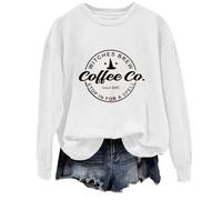 Halloween Sweatshirt For Women Witches Brew Coffee Co Since 1962 Printed Crewneck Long Sleeve Sweatshirts Costumes Adult Ladies Outfits 2025 Pullover (White, M) Halloween Costumes For Girls
