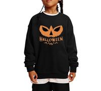 Halloween Sweatshirt Kids Pumpkin Graphic Crewneck Pullover Long Sleeve Soft Cosy Boys Girls Jumper for Autumn Spooky Fun Everyday School Dress Up (Black,8-9Years)