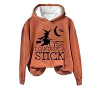 Halloween Sweatshirt Ladies Long Winter Jumpers Women's Fashion Casual Letter Halloween Printed Round Neck Long Sleeve Top Sweatshirt Halloween Outfits for Women Women'S Jumpers Winter (Orange, M)