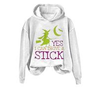Halloween Sweatshirt Ladies Long Winter Jumpers Women's Fashion Casual Letter Halloween Printed Round Neck Long Sleeve Top Sweatshirt Halloween Outfits for Women Women'S Jumpers Winter (White, L)
