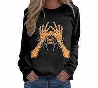 Halloween Sweatshirt Women Oversize Sweatshirt, Loose Printed Jumper, Plus Size Jumpers, Fit Crewneck Clothes Slouchy Pumpkin Sweatshirts Tops Ghost Costumes Long Sleeve Casual Pullover