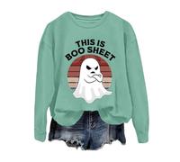 Halloween Sweatshirt Women, Oversized Jumper Women | Funny Ghost Graphic Pullover Casual Crew Neck Pullover Long Sleeve Tops Trendy Loose Fit Funny Top Cosy Festive Hoodie