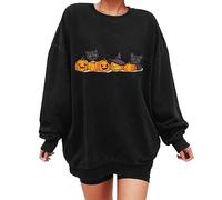 Halloween Sweatshirt Women, Pumpkin Jumper Women | Cute Ghost Pumpkin Crew Neck Jumper Cozy Long Sleeve Pullover Top For Autumn Clothing Ideal For Themed Parties