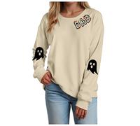 Halloween Sweatshirt Women Sweatshirts for Women Ghosts Graphic Print Novelty Blouses Long Sleeve Jumper Crew Neck Loose Fit Pullover Halloween Costumes Ladies Casual Sweater Spooky Season Sweatshirt