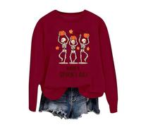 Halloween Sweatshirt Women's Halloween Sweatshirt without Pullover Printed Crew Neck Long Sleeve Casual Autumn Fashion Top Comfortable Loungewear Soft Blend Streetwear Korean Things, red, L