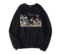 Halloween Sweatshirts for Men Spooky Season Sweatshirt Lightweight Ghost Graphic Crewneck Pullover Basic Jumper Tunic Blouse Funny Horror Shirts Zombie Costume Adult (Black, L)