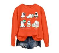 Halloween Sweatshirts for Women Ghost Reading Books Sweater Cute Spooky Bookish Shirt Fall Pullover Tops red 2025