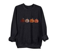Halloween Sweatshirts for Women Halloween Pumpkin Ladies Fashionable Casual Long Sleeve Round Neck Hoodless Sweatshirt Oversized Tops Holiday Plus Size Lightweight Clothe