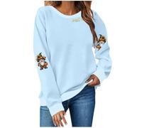 Halloween Sweatshirts for Women Ladies Long Sleeves Round Neck Sweatshirt Casual Hoodless Fashionable Ghost Pumpkin Pullover Oversized Tops Holiday Plus Size Lightweight Clothe