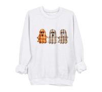 Halloween Sweatshirts for Women Pumpkin Ghost Ladies Fashionable Casual Long Sleeve Round Neck Hoodless Sweatshirt Oversized Tops Holiday Plus Size Lightweight Clothe