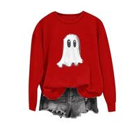 Halloween Sweatshirts for Women UK Ladies Tops Funny Graphic Oversized Pullover Sweatshirt Ghost Print Fall Shirts Loose Blouse Baggy Jumper Hoodie Trendy Sweater Outfits