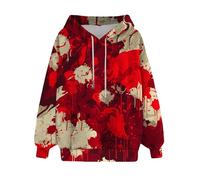 Halloween Sweatshirts I´m Halloween Pullover Women's Long Sleeve Round Neck Bloody Print Design Costume Motif Long Sleeve Shirt Without Hood Autumn Winter Shi Zip up Hoodie Women (Watermelon Red, S)
