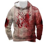 Halloween Sweatshirts Men's Problem Solved Bloodstain Hoodie Casual Sweatshirt Splatter Pattern Hooded Leisure Print