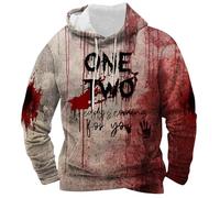 Halloween Sweatshirts Men's Problem Solved Bloodstain Hoodie Casual Sweatshirt Splatter Pattern Hooded Leisure Print