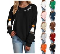 Halloween Sweatshirts Sweatshirts for Women Uk Ghosts Graphic Print Novelty Blouses Long Sleeve Jumper Crew Neck Loose Fit Pullover Halloween Costumes Ladies Casual Sweater Spooky Season Sweatshirt