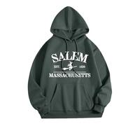 Halloween Sweatshirts Women Oversized Hoodie Salem Massachusetts Shirts Hocus Pocus Tees Tops Fall Holiday Crew Neck Pullover 2025 Fall Grey