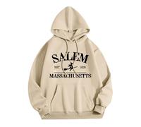 Halloween Sweatshirts Women Oversized Hoodie Salem Massachusetts Shirts Hocus Pocus Tees Tops Fall Holiday Crew Neck Pullover 2025 Fall Khaki