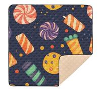 Halloween Sweet Candy Pattern Cute Foldable Baby Play Mat for Indoor Outdoor Waterproof Padded Baby Mat for Babies Infants Toddlers, 50'' x 50''