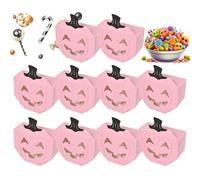 Halloween Sweetener Box - 10 Pumpkin Paper Candy Bags Table Pumpkin Cube Box for Halloween | Creepy Design, Festive Snack Container Decoration for Living Room, Restaurant, Farm and Add a Touch of