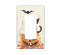Halloween Switch Cover Plates Ghost Cat Cream Autumn Pumpkins for Wall Accents, Standard Size Single Rocker