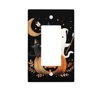 Halloween Switch Cover Plates Ghost Cat Pumpkin Night Sky Scary Fall Decor Unique Rocker