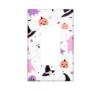 Halloween Switch Cover Plates Ghost Pumpkin Autumn Witch Hat Pastel for Wall Accents, Thermoplastic Wall Plates, Standard Size Single Rocker